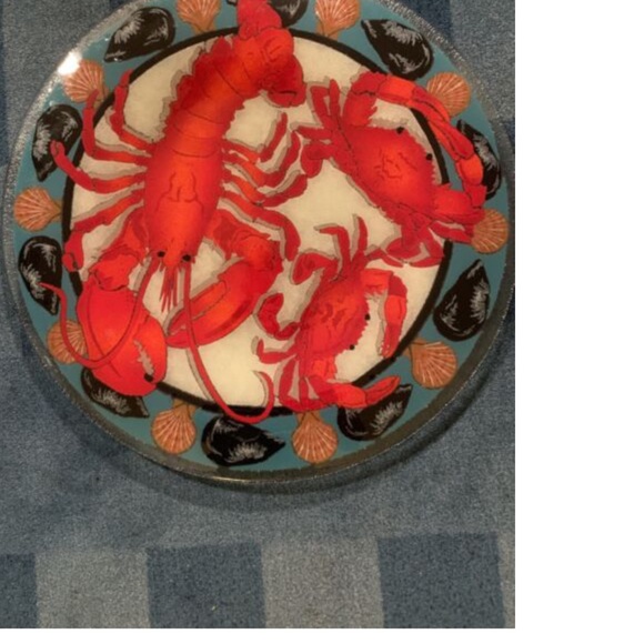 (Host Pick) Peggy Karr RARE Lobster and crabs Artist Glass 16” - Picture 2 of 6